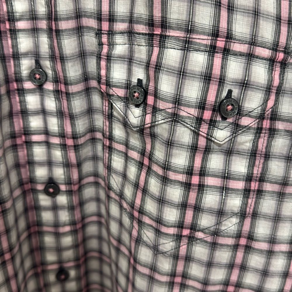 Burberry Woman’s Black Label Japan Long Sleeve Blouse Plaid w/Metallic Thread. - Picture 4 of 10